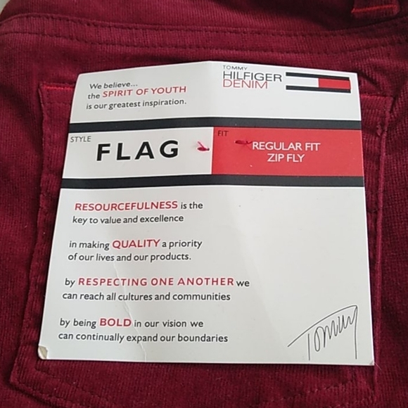 Tommy Hilfiger Juniors Burgundy Corduroy Jeans, Size 1 - Picture 4 of 13